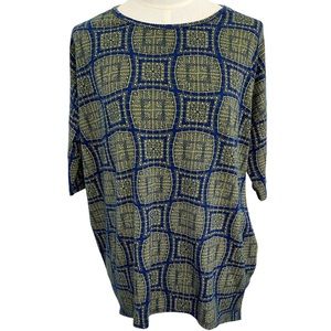 Lularoe Irma tunic top womens XS blue‎ yellow.